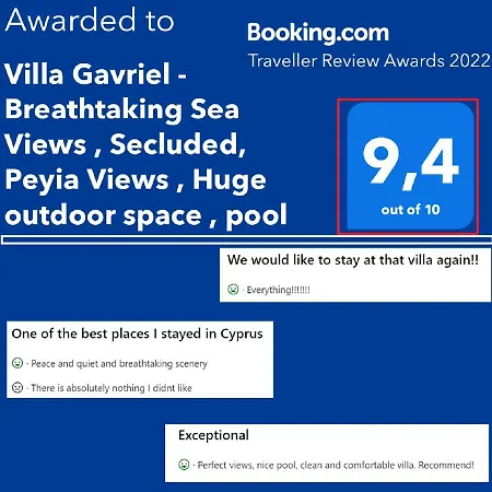 Gavriel - With Breathtaking Sea View, With Private Pool, Secluded, Huge Outdoor Space, Mountain Views